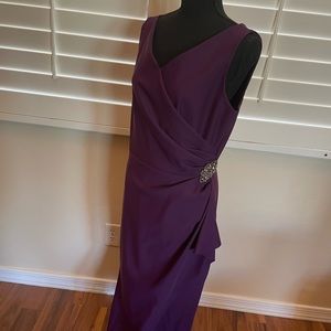 Alex Evenings ruched formal gown, size 12, color plum